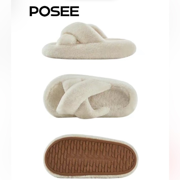 POSEE Fuzzy Plush House Slippers - Picture 7 of 14